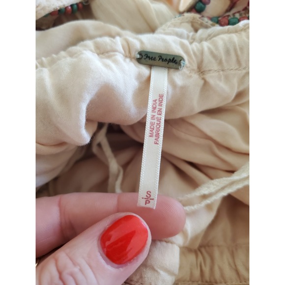 Free People S Mesa Embroidered Cut-Out Midi Dress Beaded Tassels Bohemian Boho - Picture 9 of 16